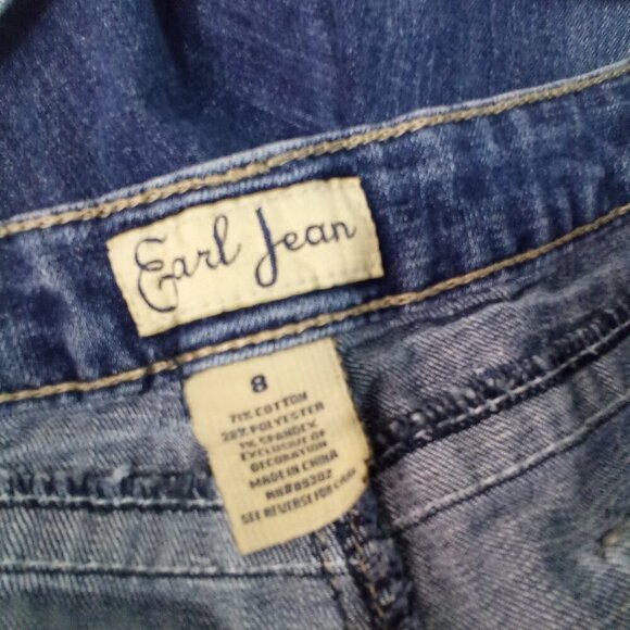 Earl James Shorts Women 8 Denim Roll Hem Button Pocket Blue - Picture 15 of 15